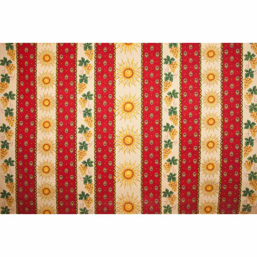 Tissu Au Mètre Coton Imprimé Provençal Figuerolles - Rayures Jaune Et Bleu, Largeur 160 Cm, Marque MCTissus